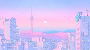 Pink Skyline Pastel Aesthetic Tumblr Laptop