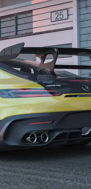 Rear Of Yellow Mercedes Pixel 3XL AMG GT-R Background