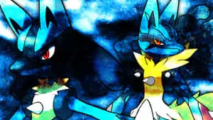 Standard Pokemon Lucario With Mega Lucario