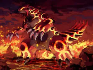 Primal Groudon Standing On Lava