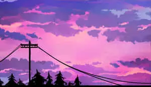 Purple Aesthetic Laptop Silhouette Utility Pole