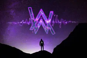Purple Heartbeat Alan Walker Logo Galaxy Background