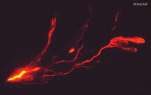 Red Lightning Shine Black Background