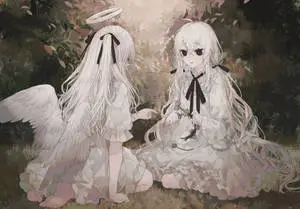 Sad Anime Girl Black And White With Friend