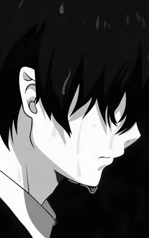 Sad Crying Boy Anime Black And White iPhone