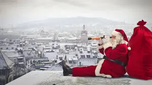 Santa Claus On Rooftop