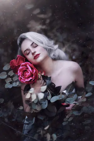 Sexy Woman With Rose Flowers