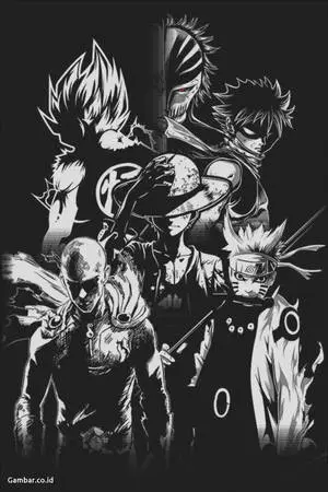 Shonen Heroes And Luffy Black And White