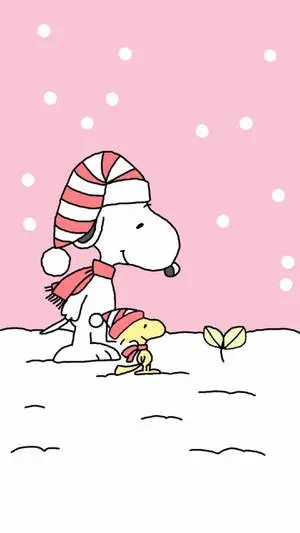 Snoopy Christmas Pink Aesthetic iPhone