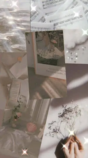 Soft White Aesthetic Collage With Sparkles