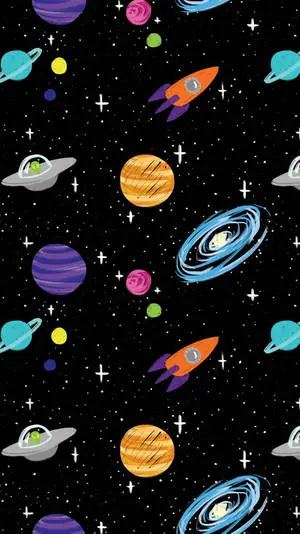 Space Planets Doodle Pattern