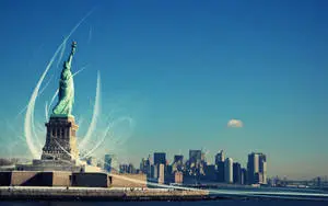 Statue Of Liberty In American City