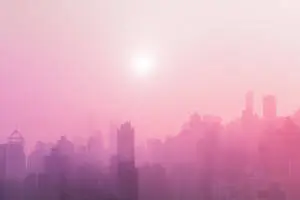 Sunset Reflection on Modern Metropolis