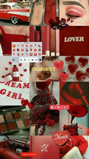 Vintage Dream Lover Collage Red Aesthetic iPhone